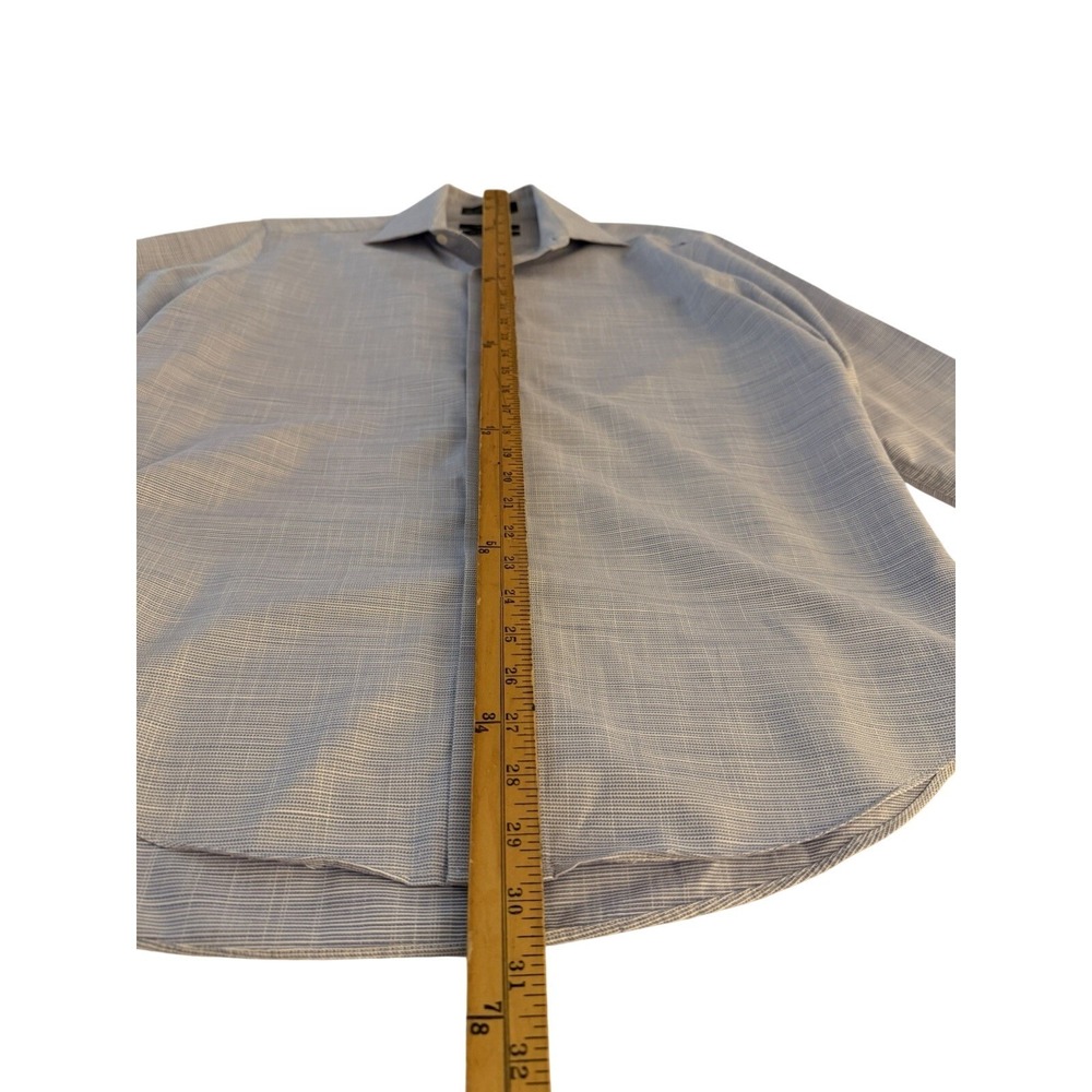 Saks, Fifth Avenue Men's Slim Fit Dress Shirt 100% Cotton Blue And White Pattern - Picture 7 of 9